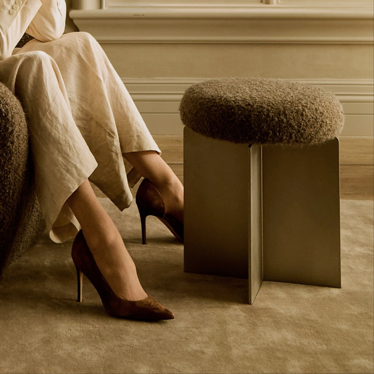 Milan Stool - Mocha Boucle