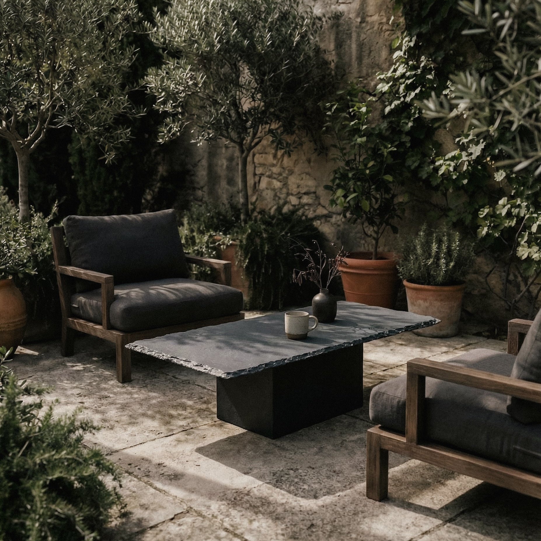 Black Limestone Coffee Table