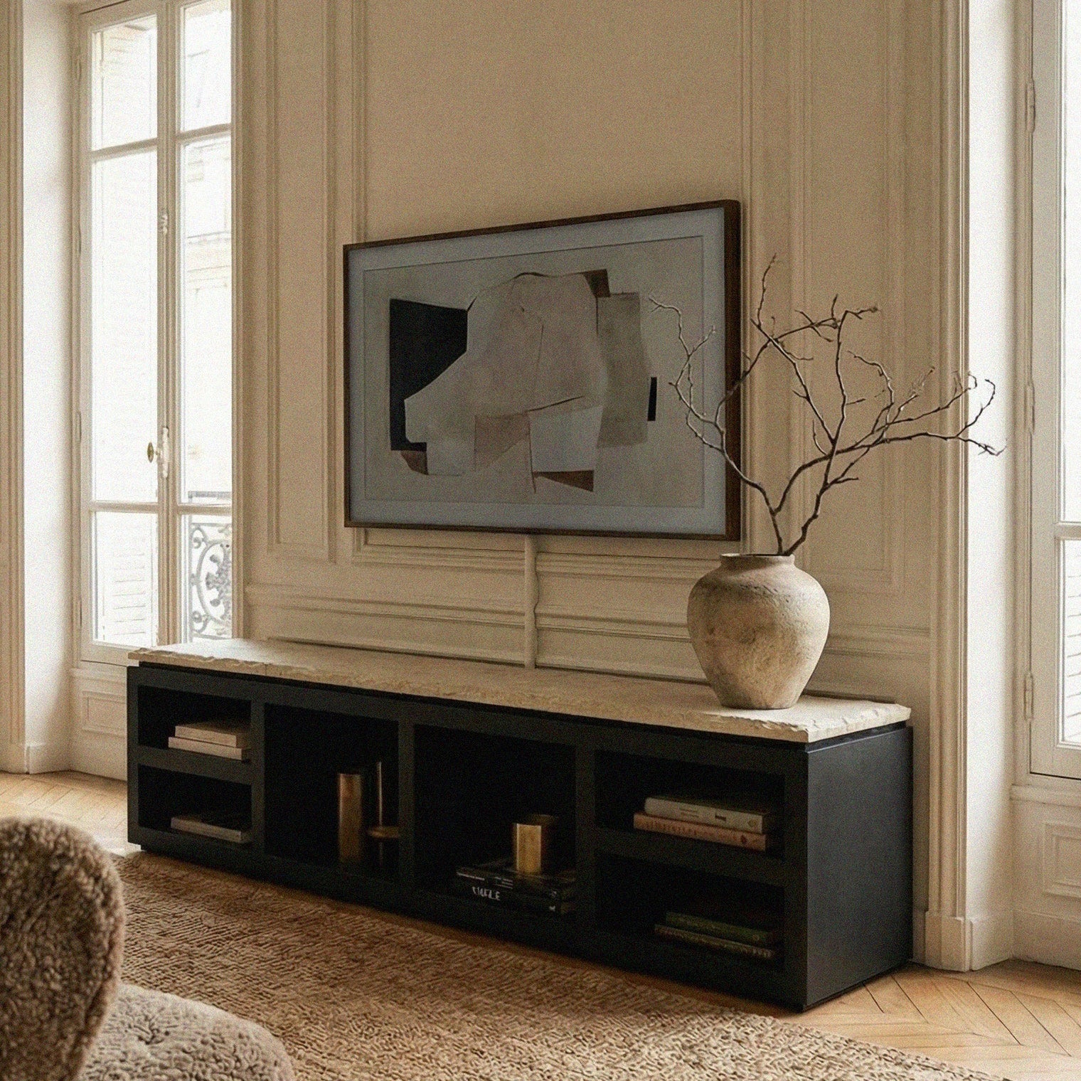 Sofita Marble Media Console - Black